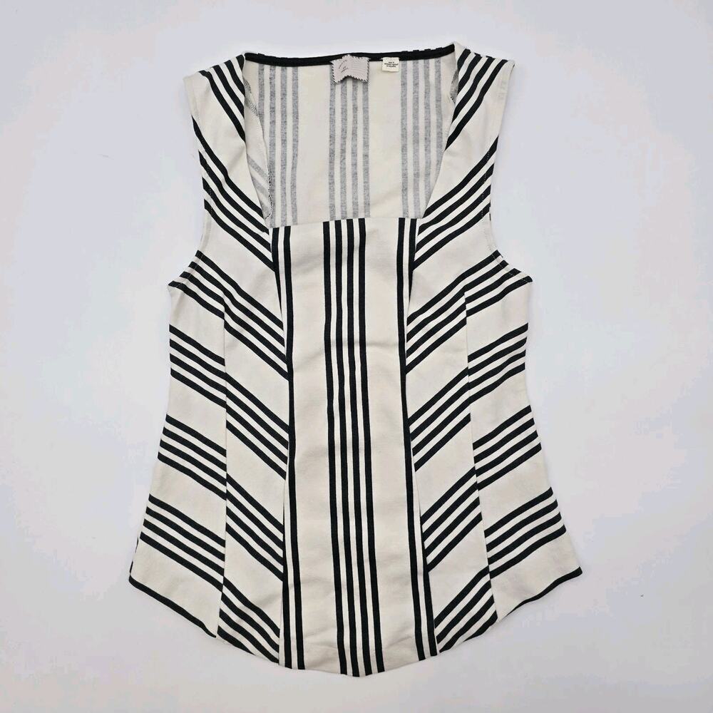 Postmark Top Womens XS Black White Tank Striped Postmark Longline Flared
